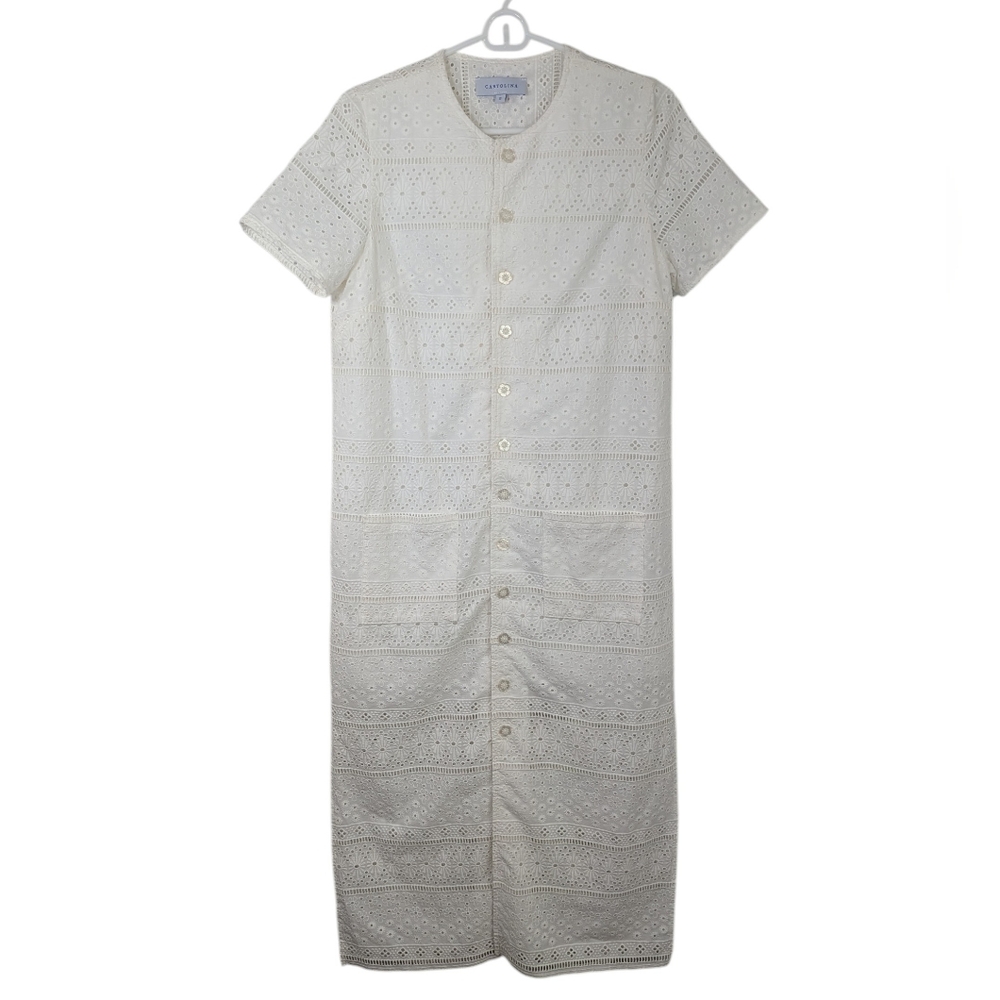 Cartolina Nantucket Ophelia White Eyelet Lace Dress Size Small - Picture 5 of 13